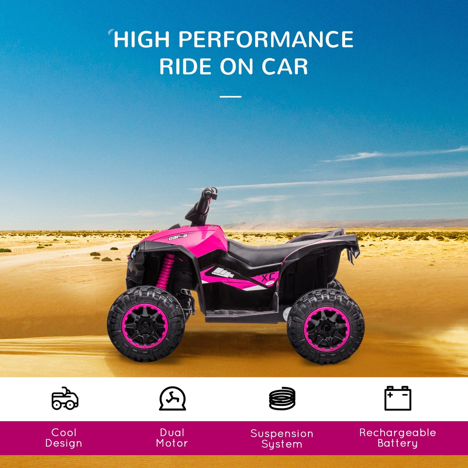 12V Kids Pink ATV Quad Car with Forward and Reverse Drive Trend Times 4