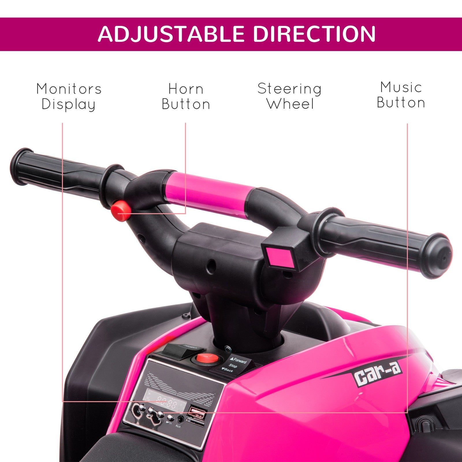 12V Kids Pink ATV Quad Car with Forward and Reverse Drive Trend Times 6