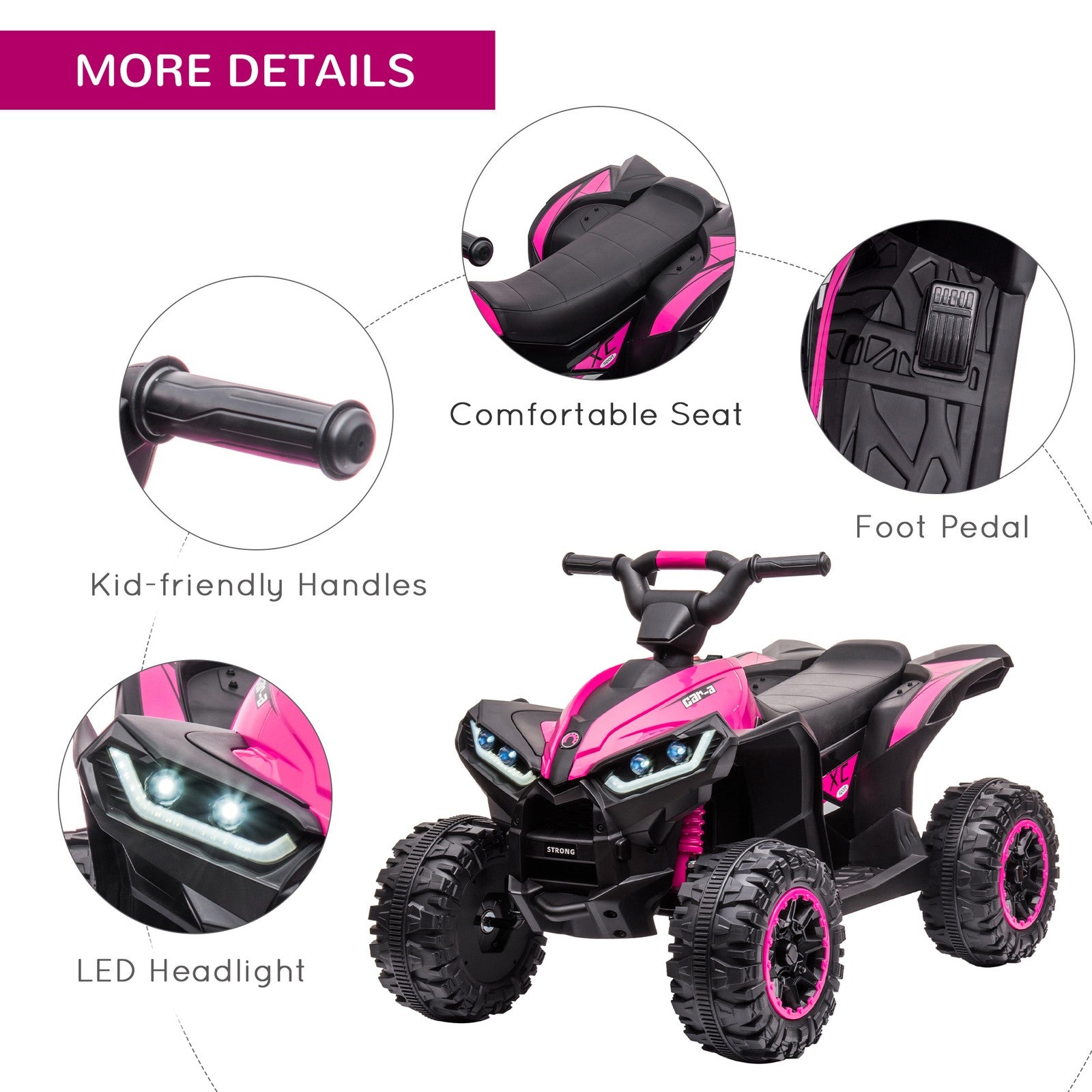 12V Kids Pink ATV Quad Car with Forward and Reverse Drive Trend Times 7