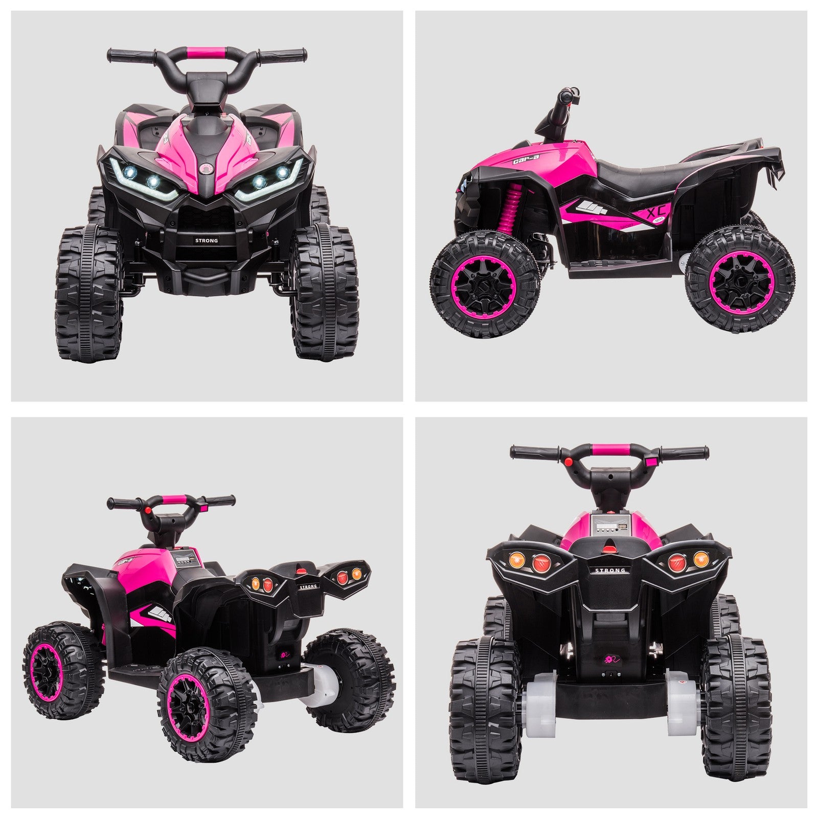 12V Kids Pink ATV Quad Car with Forward and Reverse Drive Trend Times 9