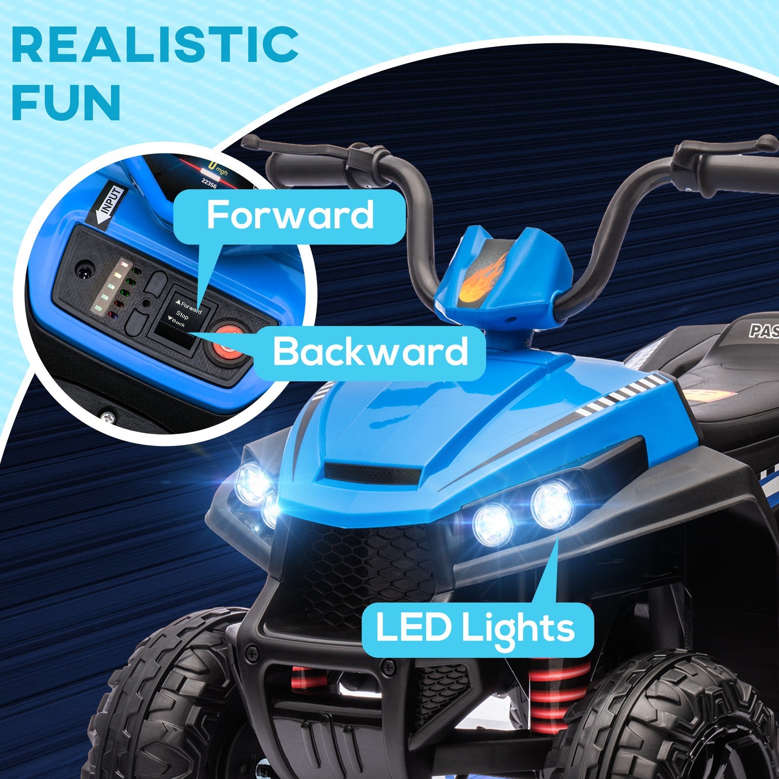 12V Kids ATV with Spring Suspension and Forward & Reverse Drive Blue Trend Times 5