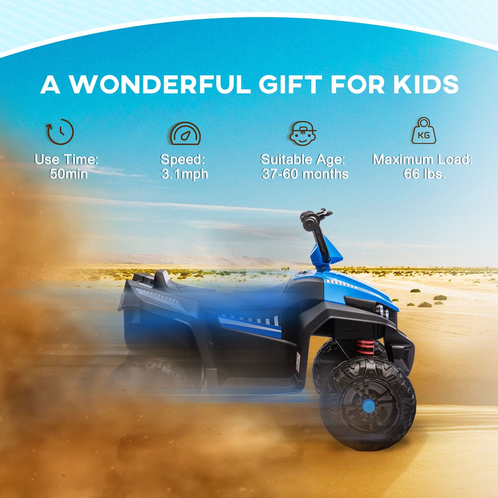 12V Kids ATV with Spring Suspension and Forward & Reverse Drive Blue Trend Times 9