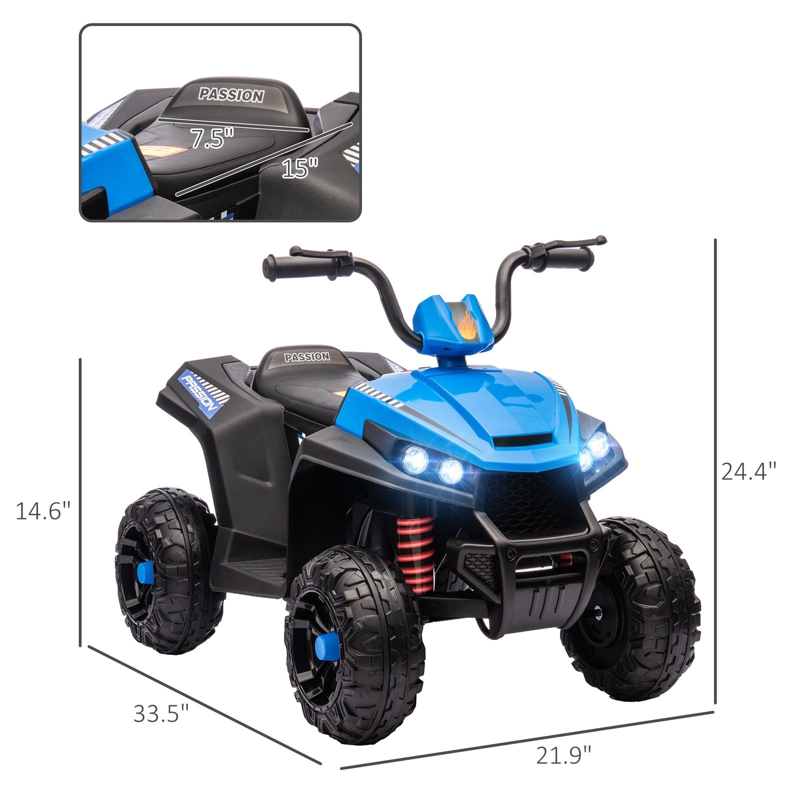12V Kids ATV with Spring Suspension and Forward/Reverse Drive Blue Trend Times 2