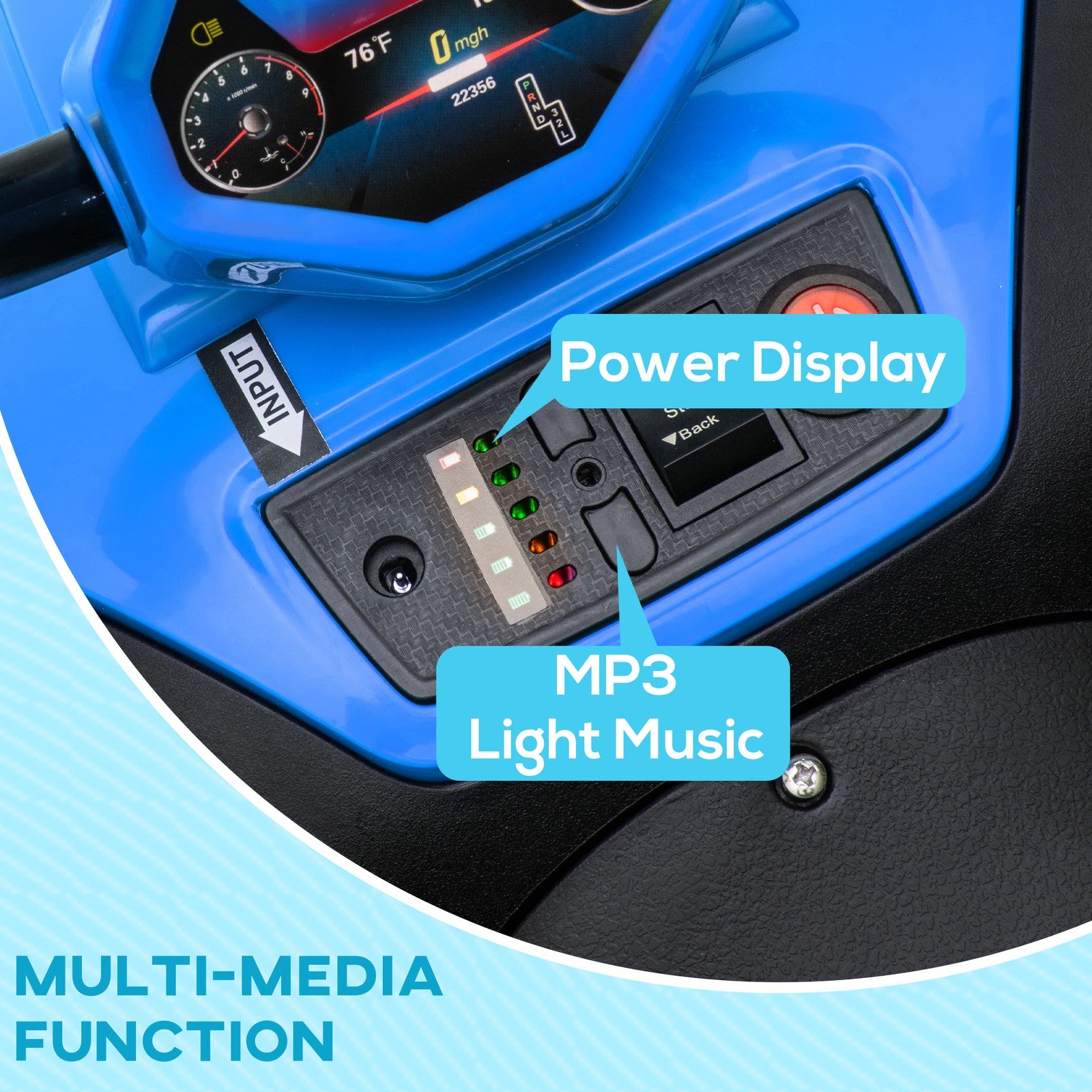 12V Kids ATV with Spring Suspension and Forward/Reverse Drive Blue Trend Times 7