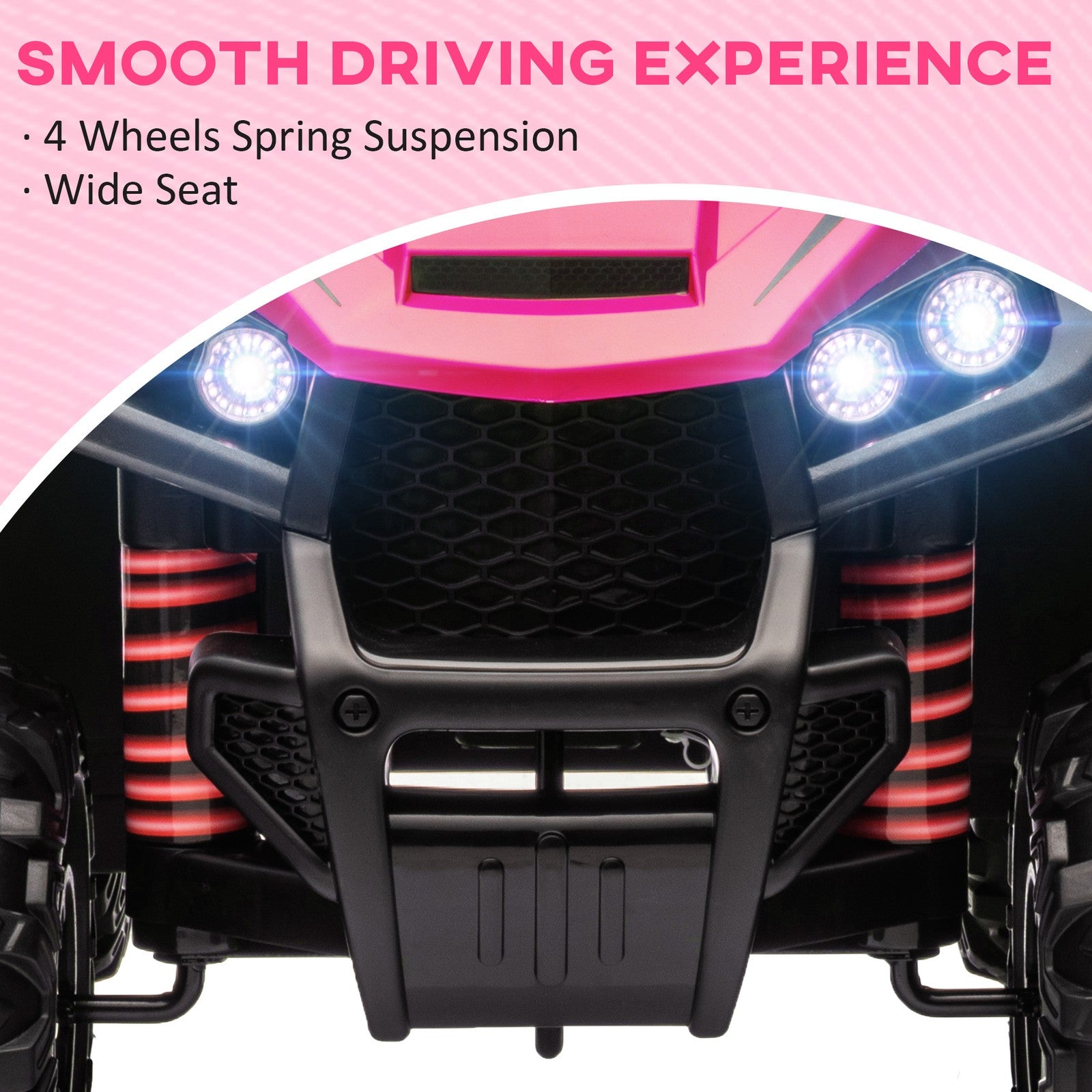 12V Kids ATV with Spring Suspension and Forward/Reverse Drive Pink Trend Times 4