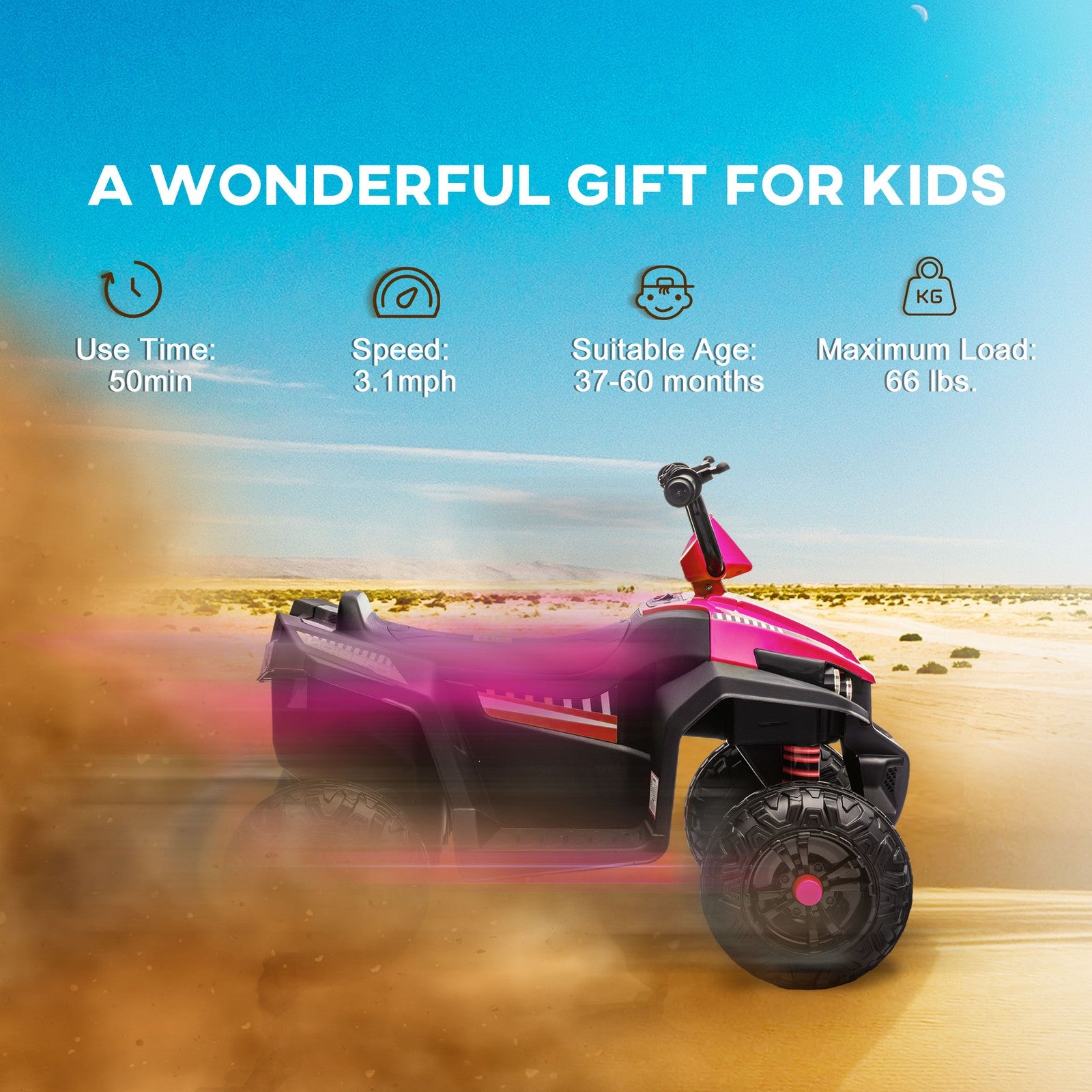 12V Kids ATV with Spring Suspension and Forward/Reverse Drive Pink Trend Times 9