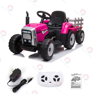 12V Battery-Powered Electric Kids Tractor with Trailer Toddler Ride-On Car and Remote Control Trend Times 9