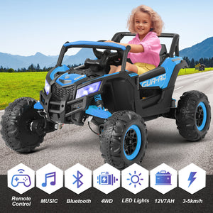 12V Blue Kids Electric Off-Road Ride-On UTV Vehicle with Music, LED Lights, and Remote Control Trend Times 0
