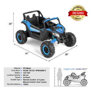 12V Blue Kids Electric Off-Road Ride-On UTV Vehicle with Music, LED Lights, and Remote Control Trend Times 1