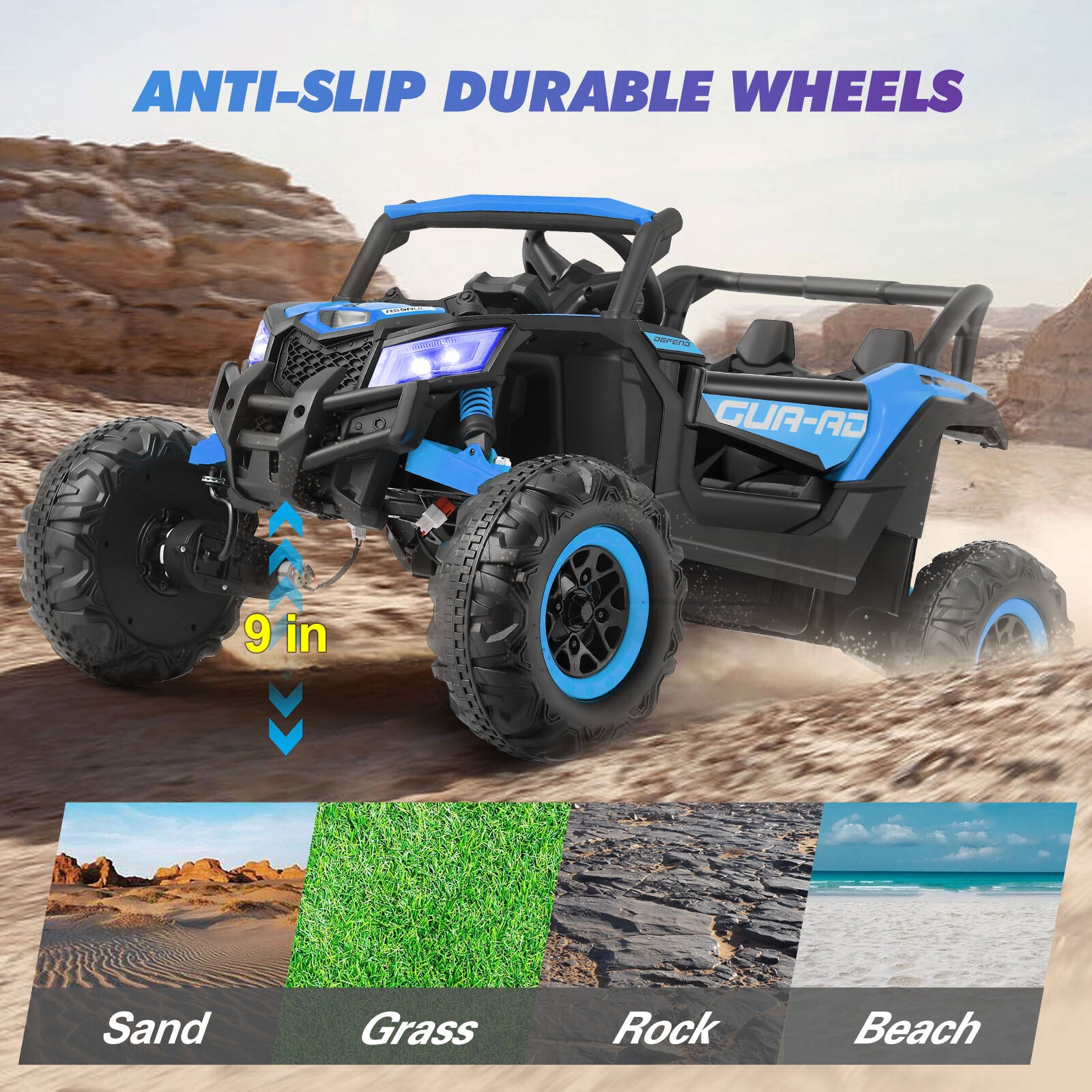 12V Blue Kids Electric Off-Road Ride-On UTV Vehicle with Music, LED Lights, and Remote Control Trend Times 6