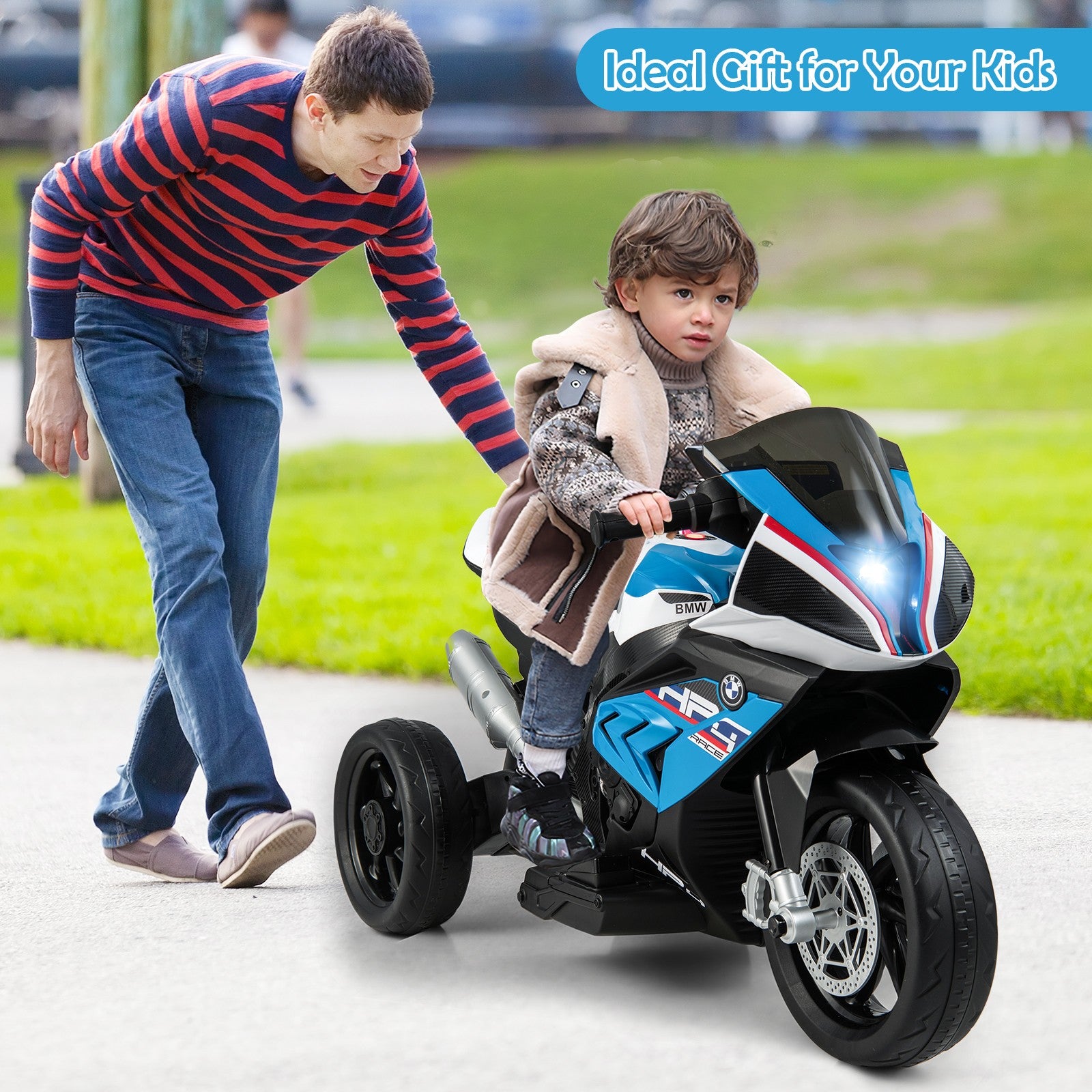 12V Licensed Kids Ride-On Motorcycle with Bright LED Headlights Trend Times 3