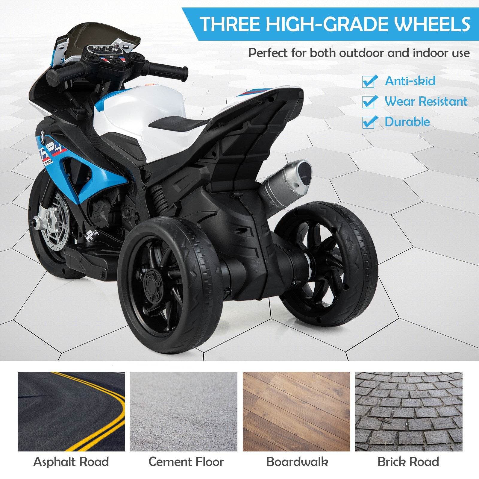 12V Licensed Kids Ride-On Motorcycle with Bright LED Headlights Trend Times 5