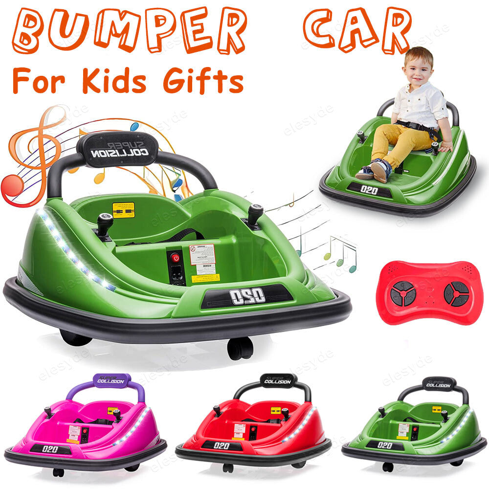 12V Kids Bumper Car with Twin Motors, 360° Rotation, LED Lights, and Parent Remote Control Trend Times 16