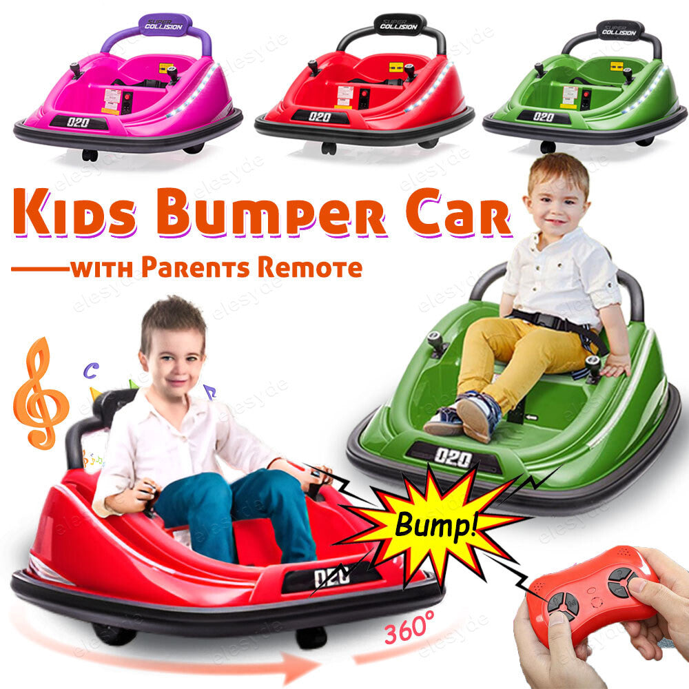 12V Kids Bumper Car with Twin Motors, 360° Rotation, LED Lights, and Parent Remote Control Trend Times 8