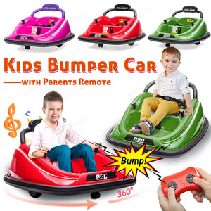12V Kids Bumper Car with Twin Motors, 360° Rotation, LED Lights, and Parent Remote Control Trend Times 8