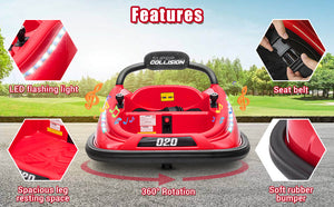 12V Kids Twin Bumper Car with Parent Remote Control, Lights, and 360° Rotation Motor Trend Times 10