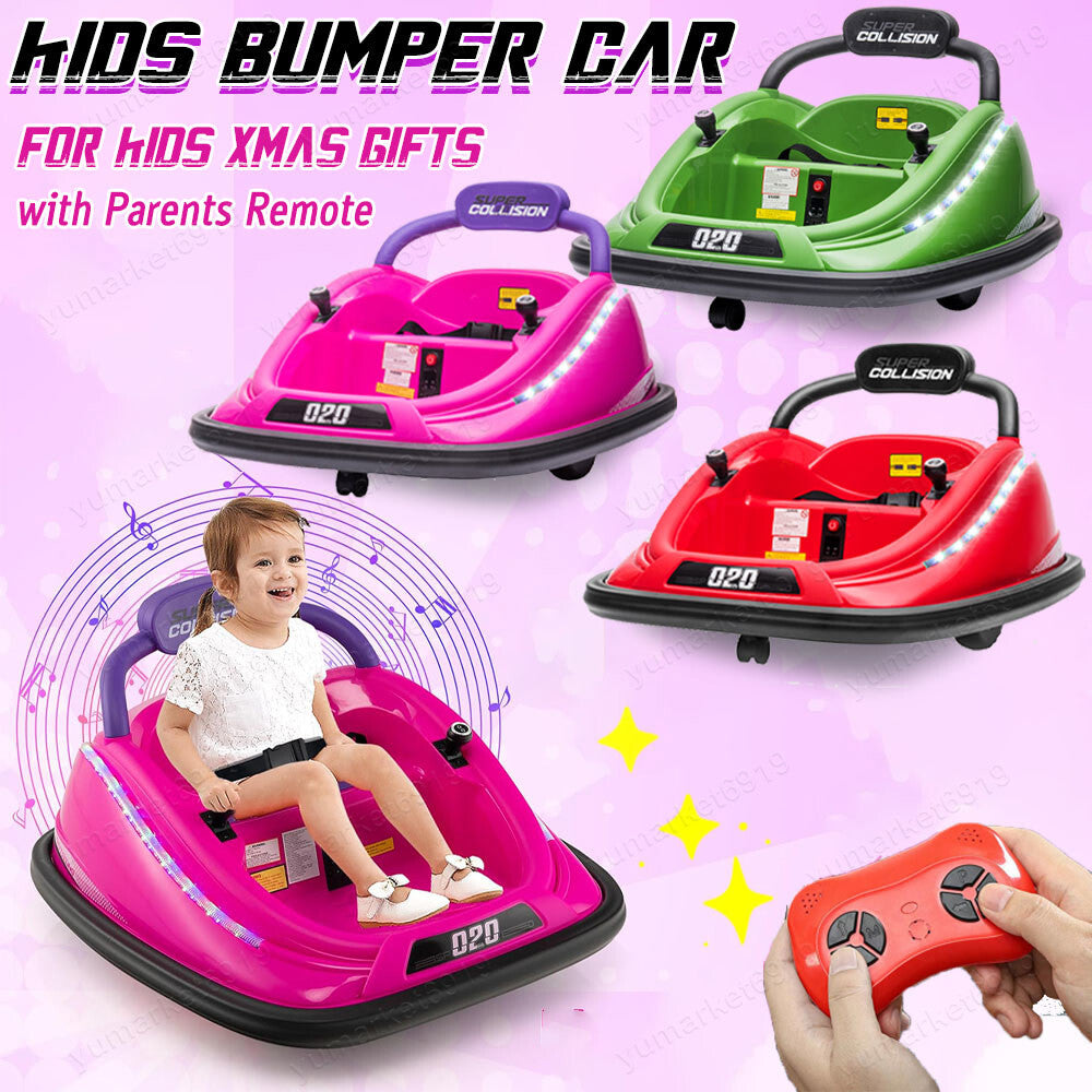 12V Kids Twin Motor Bumper Car with Parent Remote Control, Lights, and 360° Rotation Trend Times 8