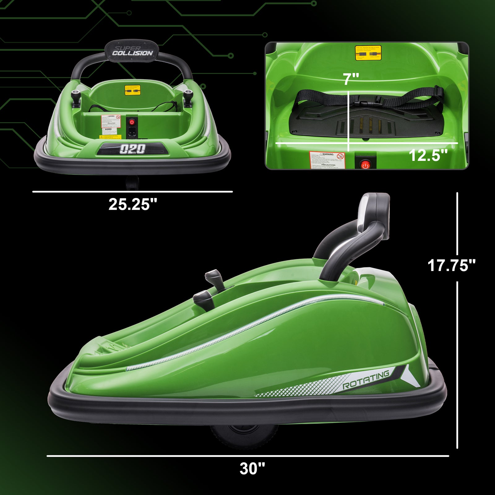 12V Kids Twin Bumper Car with Remote Control and 360° Rotation Ride-On Toy Motor Trend Times 2