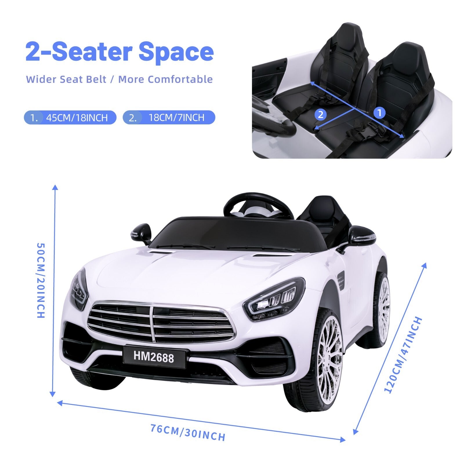12V Electric Kids Ride-On Car with 2 Seats, 55W Dual Motors, and Remote Control Trend Times 6