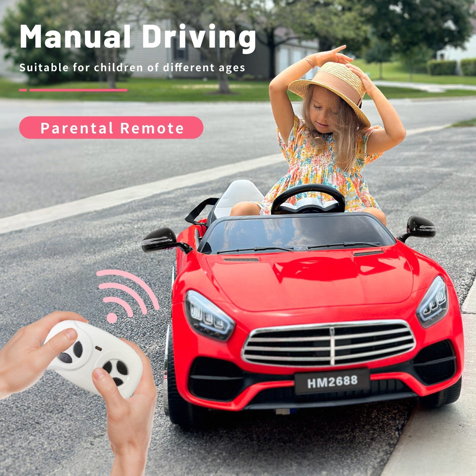 12V Kids 2-Seater Ride-On Car with Power Wheels, Parent Remote Control, and MP3 Player Trend Times 1