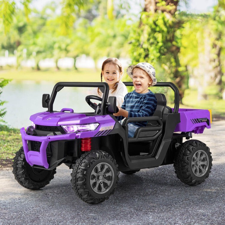 12V Electric Ride-On Dump Truck for Kids with 2 Seats, 4 Wheels, and Remote Control Trend Times 12
