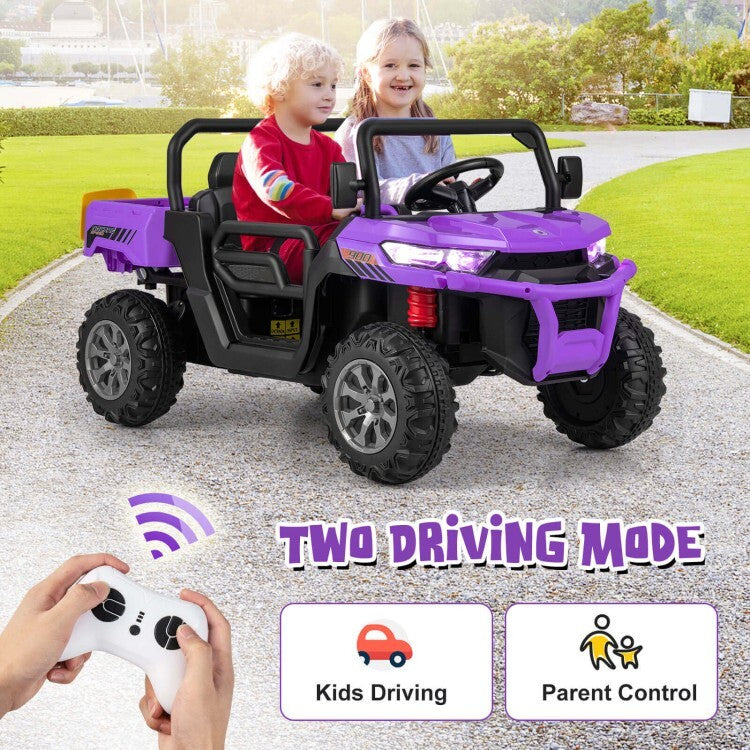 12V Electric Ride-On Dump Truck for Kids with 2 Seats, 4 Wheels, and Remote Control Trend Times 7