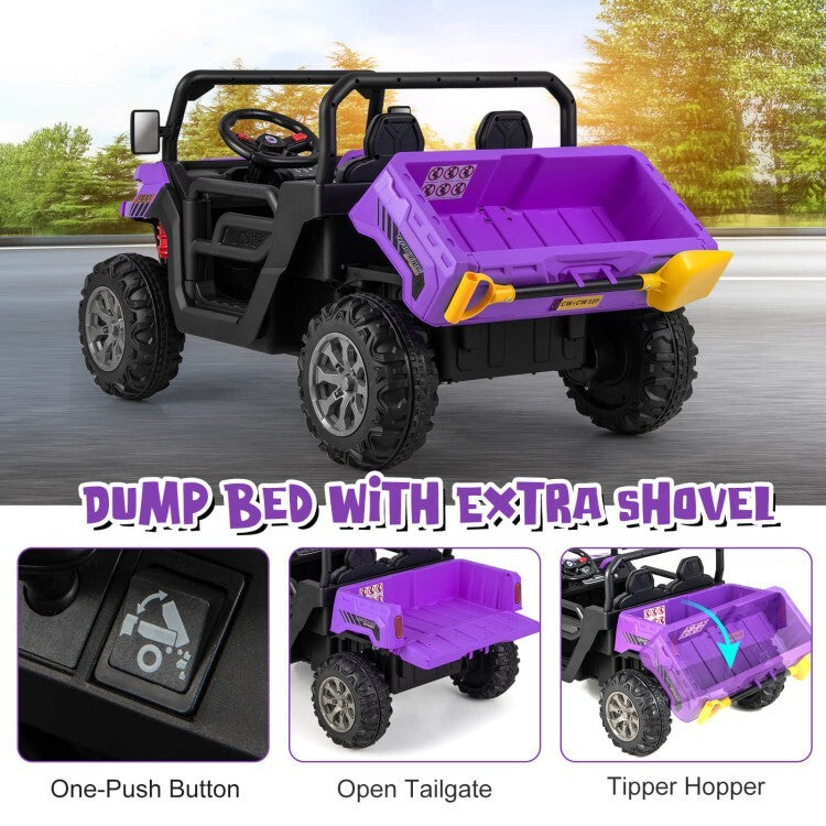 12V Electric Ride-On Dump Truck for Kids with 2 Seats, 4 Wheels, and Remote Control Trend Times 9