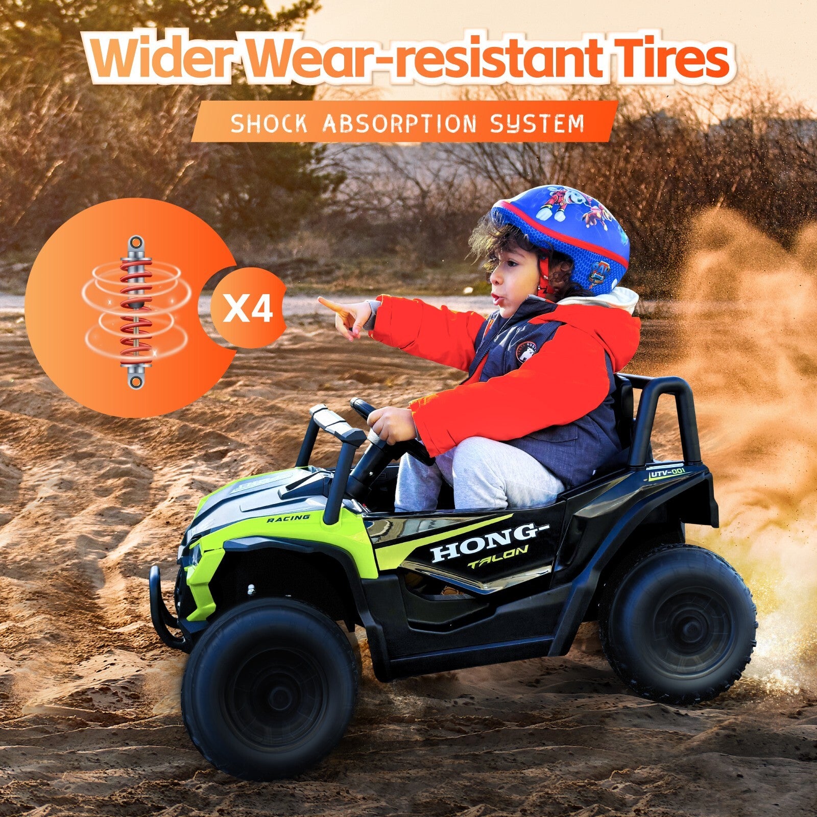 12V Electric Kids UTV Ride-On Toy with Remote Control, LED Lights, and MP3 Player Trend Times 2