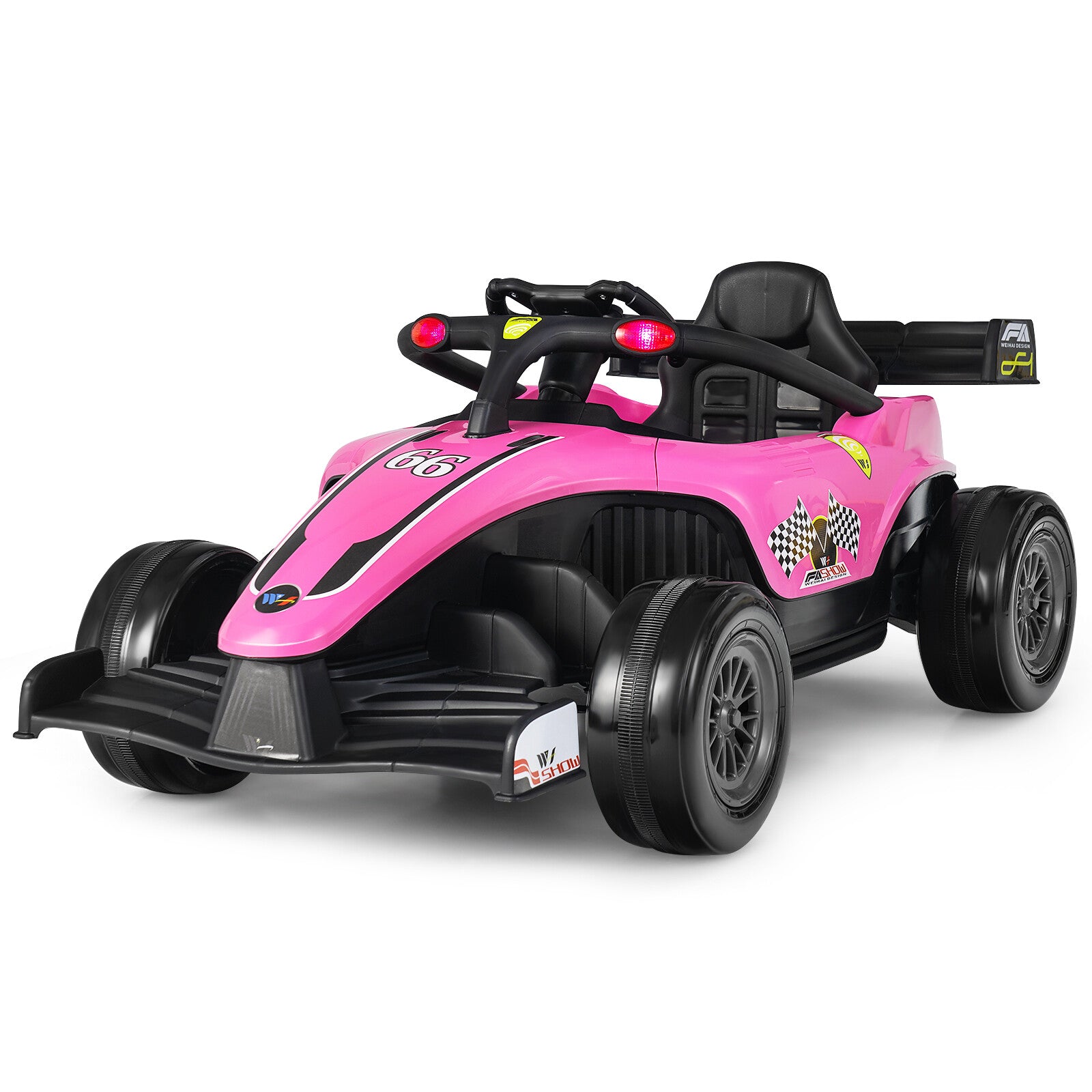 12V Pink Kids Electric Racing Truck with 2 Speeds, Remote Control, MP3, and Lights Trend Times 0