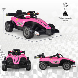 12V Pink Kids Electric Racing Truck with 2 Speeds, Remote Control, MP3, and Lights Trend Times 1