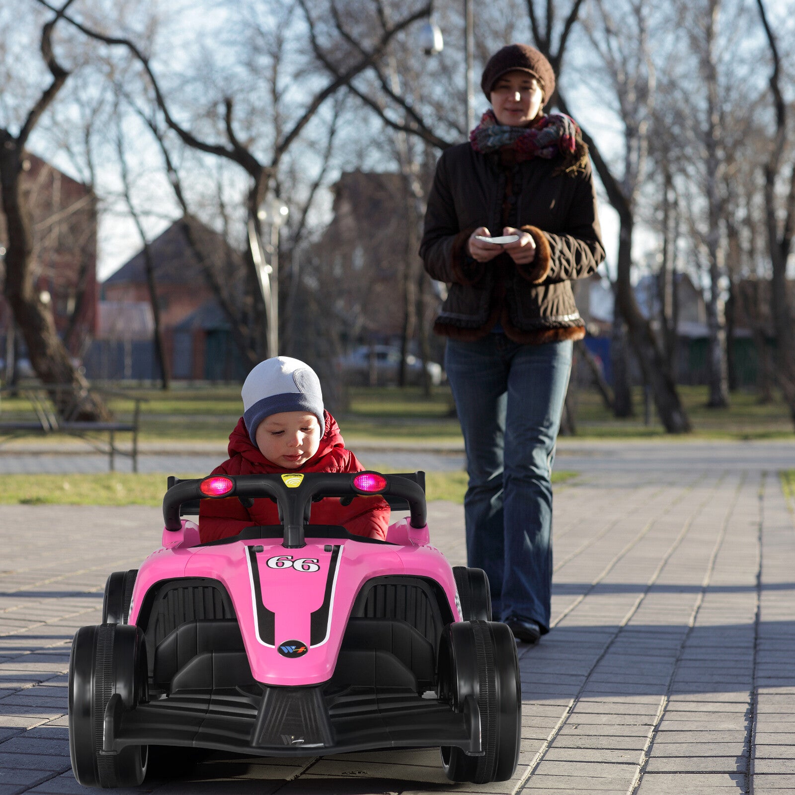 12V Pink Kids Electric Racing Truck with 2 Speeds, Remote Control, MP3, and Lights Trend Times 4