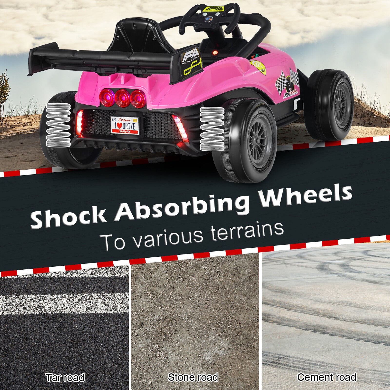 12V Pink Kids Electric Racing Truck with 2 Speeds, Remote Control, MP3, and Lights Trend Times 7