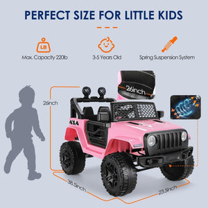 12V Kids Ride-On Truck with Remote Control, LED Lights, and Music Features Trend Times 16