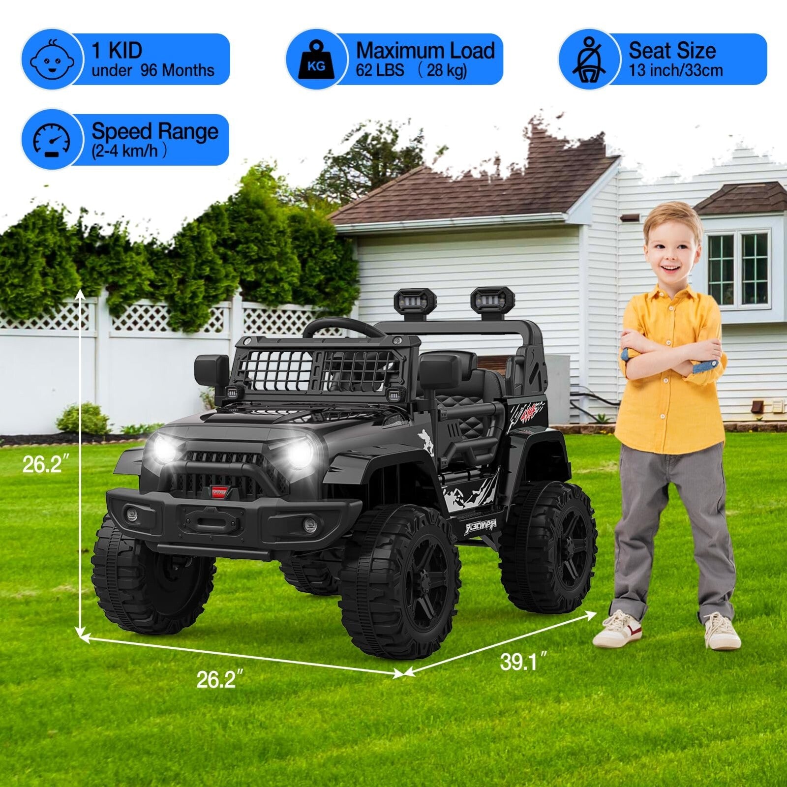 12V Kids Ride-On Truck Vehicle with Power Wheels, Remote Control, and Bluetooth Trend Times 6