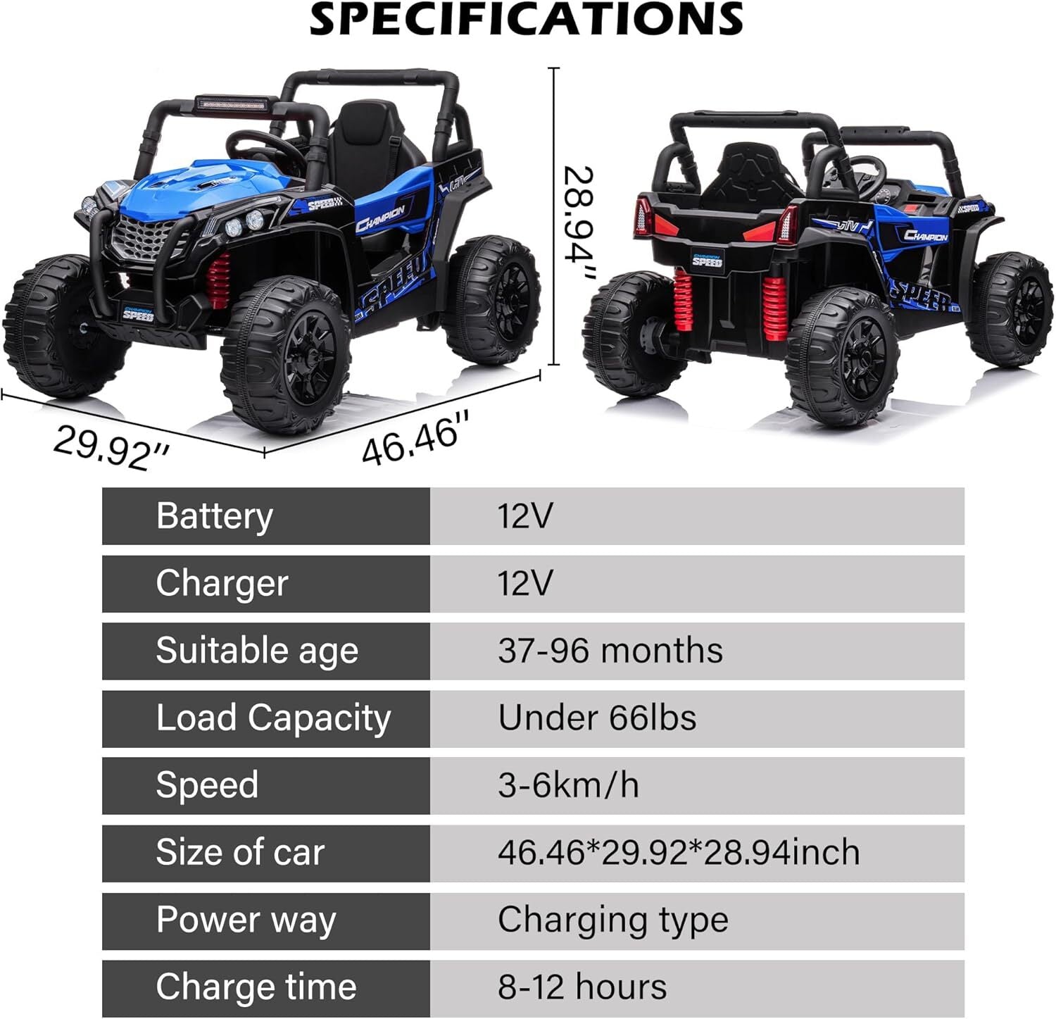 12V Kids Ride-On Truck with Remote Control, Power Wheels, and LED Lights Trend Times 2