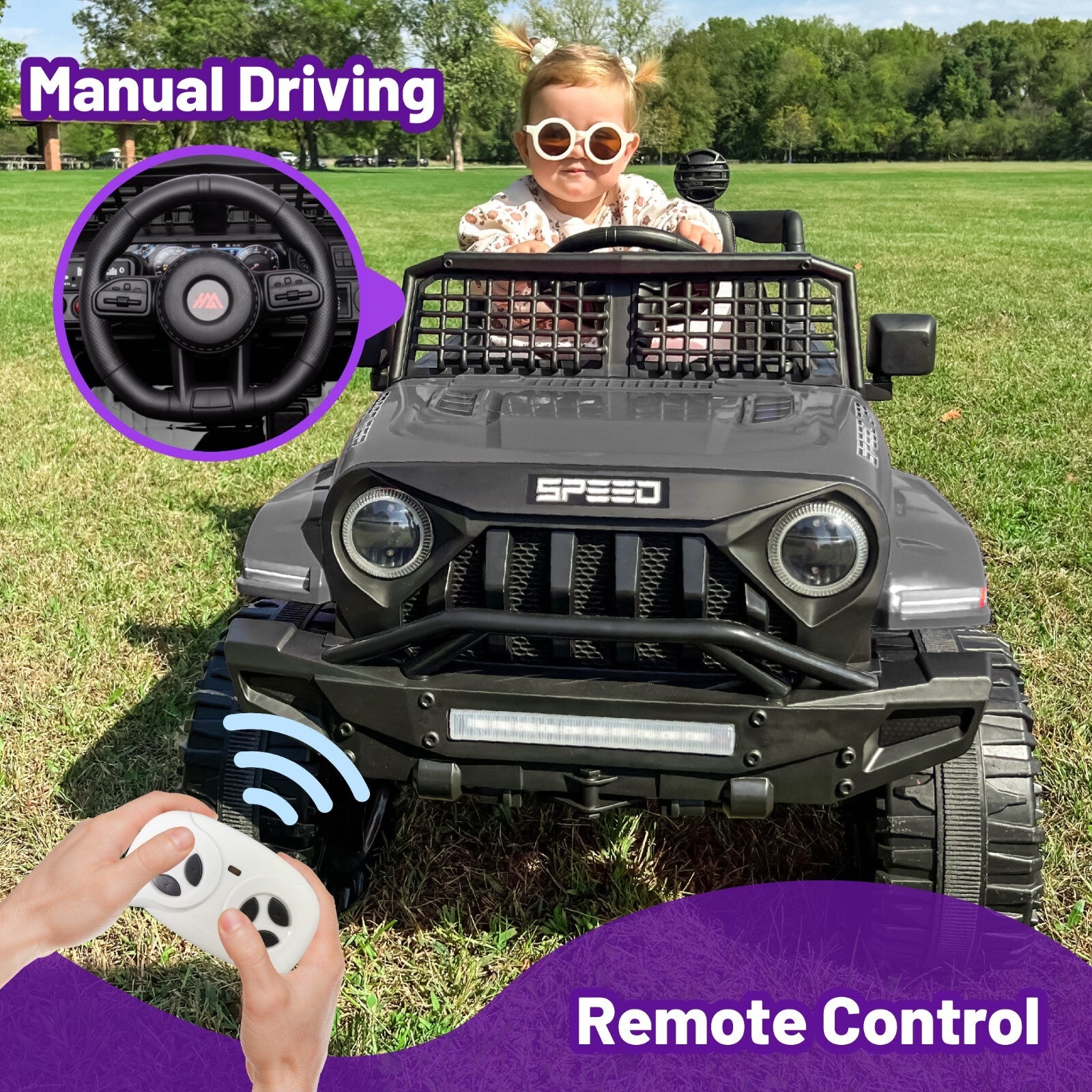 12V Electric Ride-On Jeep for Kids with 2x55W Motors, Battery Power, and Remote Control Trend Times 1