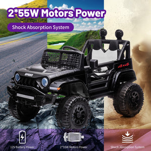 12V Electric Ride-On Jeep for Kids with 2x55W Motors, Battery Power, and Remote Control Trend Times 4