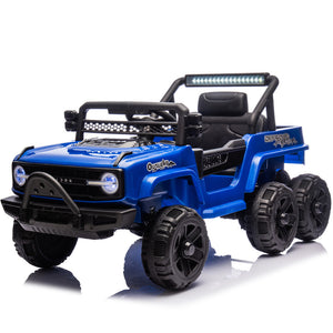 12V Kids 6-Wheel Electric Ride-On Jeep Truck with Remote, LED Lights, and Bluetooth - Blue Trend Times 10