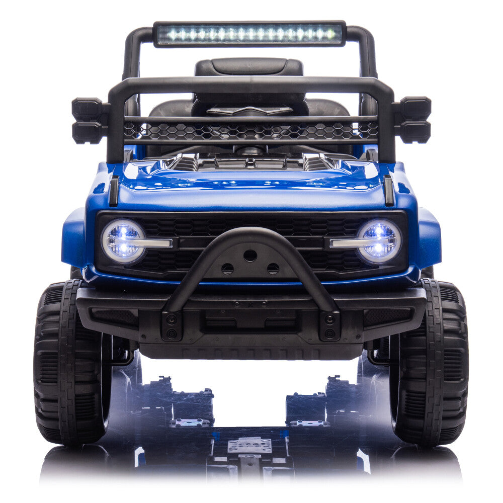 12V Kids 6-Wheel Electric Ride-On Jeep Truck with Remote, LED Lights, and Bluetooth - Blue Trend Times 11