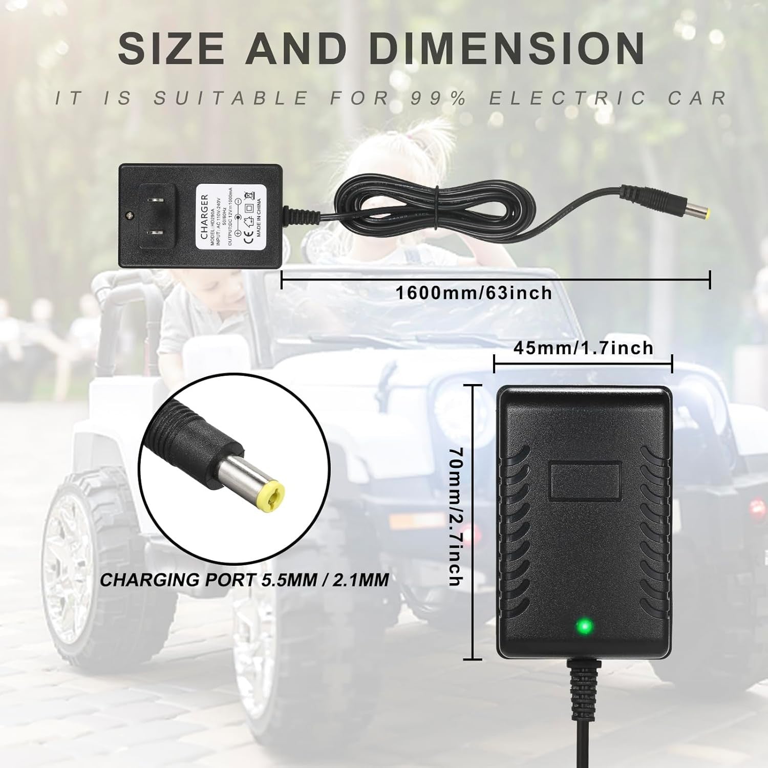 12V Battery Charger for Kids Ride-On Toys and SUV Cars Trend Times 5