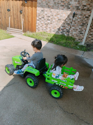 12V Electric Ride-On Tractor with 3-Speed Gear and Trailer for Toddlers with Remote Control Trend Times 12