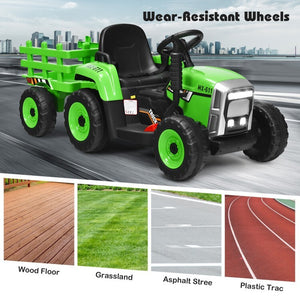 12V Electric Ride-On Tractor with 3-Speed Gear and Trailer for Toddlers with Remote Control Trend Times 7