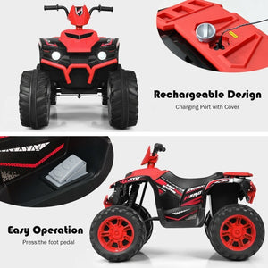12V Kids Electric 4-Wheeler ATV Ride-On Quad with 2 Speeds and LED Lights Red Trend Times 10