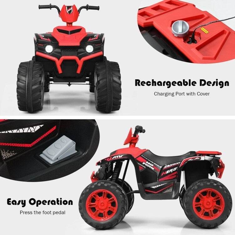 12V Kids Electric 4-Wheeler ATV Ride-On Quad with 2 Speeds and LED Lights Red Trend Times 10