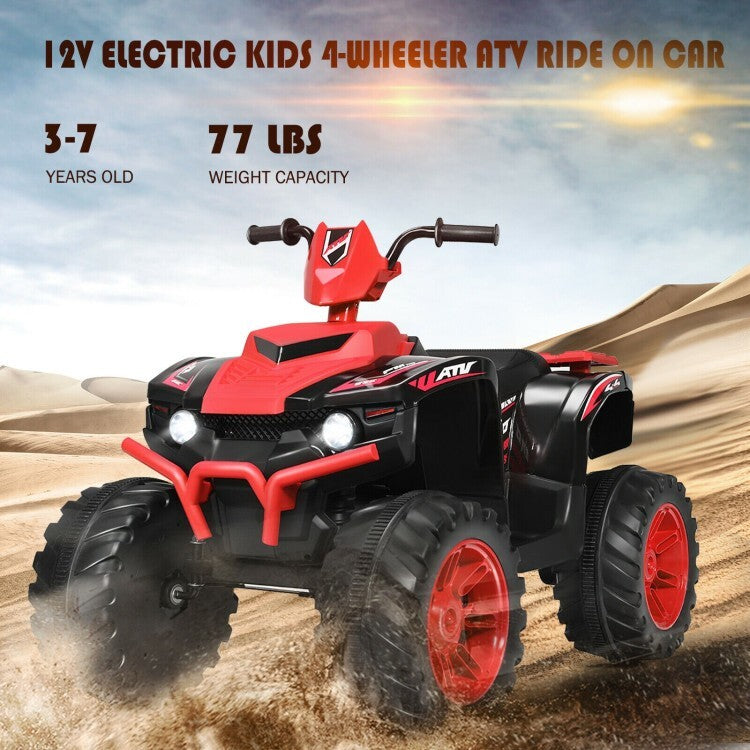 12V Kids Electric 4-Wheeler ATV Ride-On Quad with 2 Speeds and LED Lights Red Trend Times 4