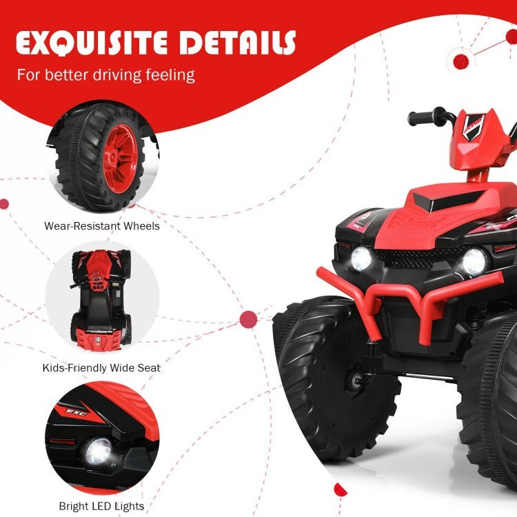 12V Kids Electric 4-Wheeler ATV Ride-On Quad with 2 Speeds and LED Lights Red Trend Times 8