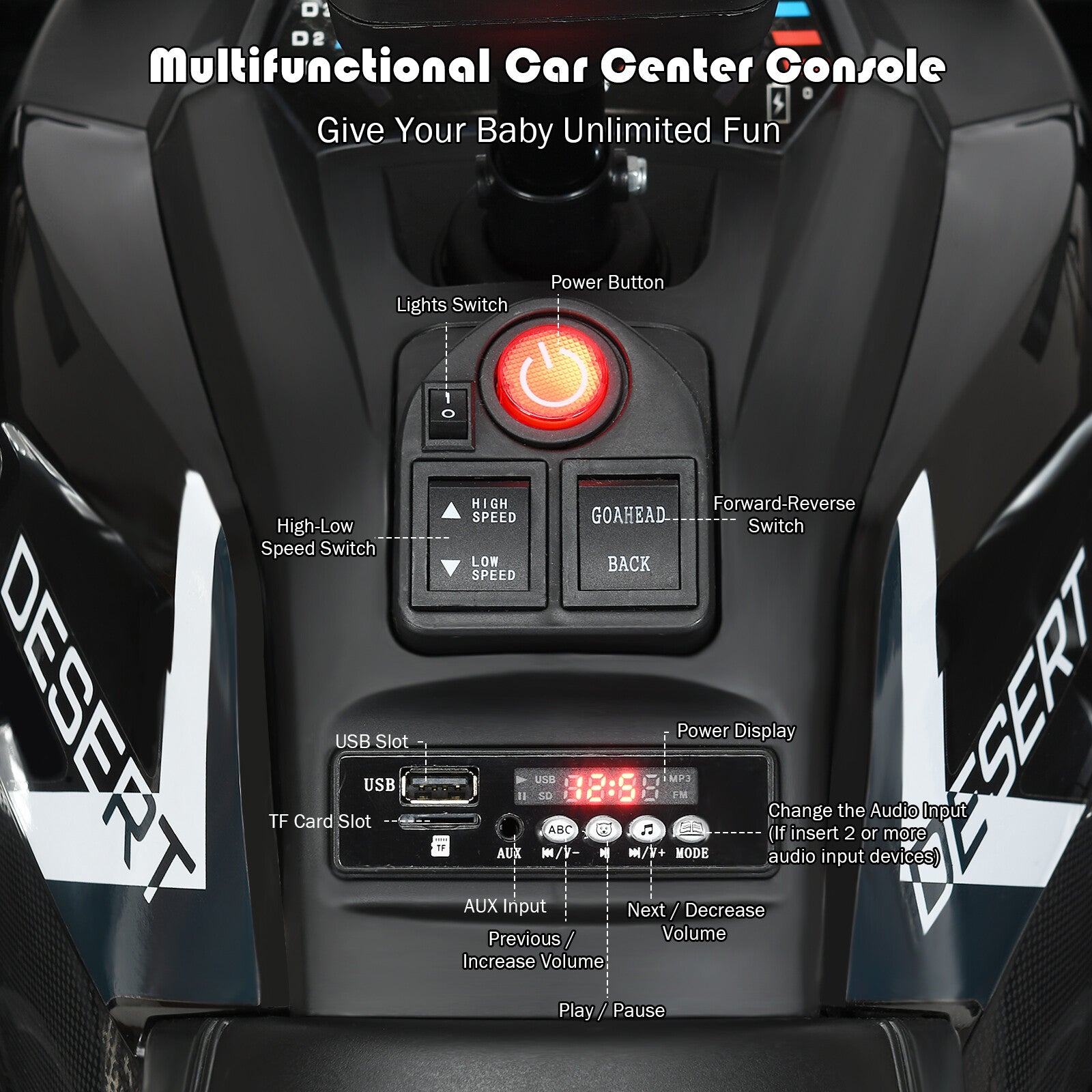 12V Kids Electric 4-Wheeler ATV Quad Ride-On Car with 2 Speeds MP3 and LED Lights Black Trend Times 7