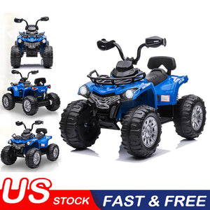 12V Kids Electric 4-Wheeler ATV Quad Ride-On Car with LED Lights and Music Blue Trend Times 0