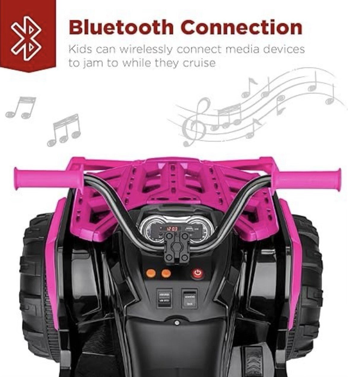 12V Kids Electric 4-Wheeler ATV Ride-On Car with LED Lights and Music Pink Trend Times 4