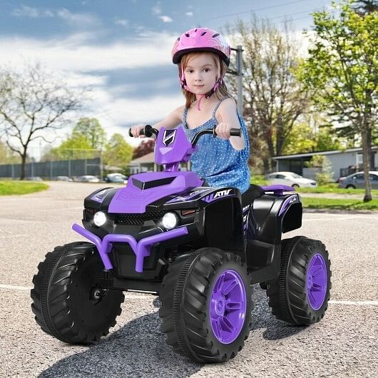 12V Kids Electric 4-Wheeler ATV Quad Ride-On Car with LED Lights Purple Trend Times 1
